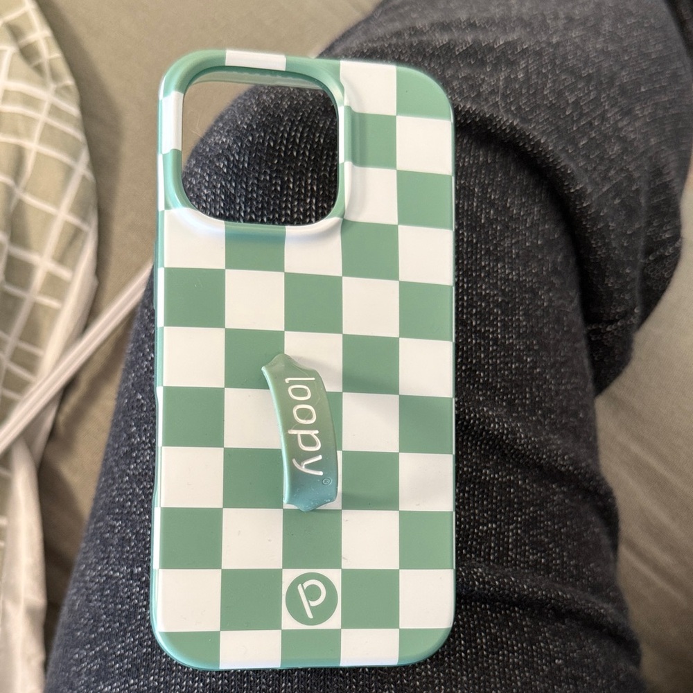 Loopy Case Mint and White Checkered Phone Cover